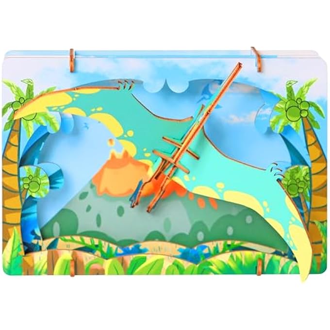 PTERODACTYLUS, PTERODACTYL 3D PUZZLE, DIY WOODEN ANIMAL PUZZLE, 3D PUZZLE FOR CHILDREN, CHILDREN'S WOODEN CRAFT SET, BRAIN TEASER WOODEN PUZZLE, TOY GIFTS FOR CHRISTMAS - Image 1